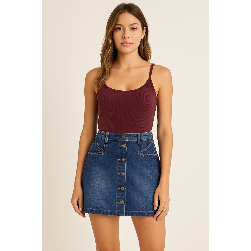 FRYE Denim Button Front A-Line Skirt Size 14W